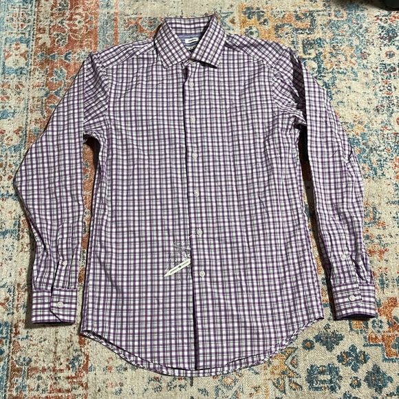 NWT Joseph Abboud button down purple grey check - Picture 1 of 6
